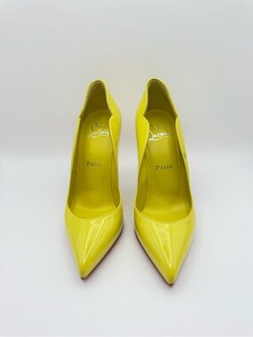 Christian Louboutin Hot Chick 100 Yellow Patent Pumps Red Sole EU 36